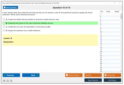 Cisco 300-815 Implementing Cisco Advanced Call Control and Mobility Services (CLACCM) Practice test exam simulator test engine exam Prep practice test questions answers Image 10