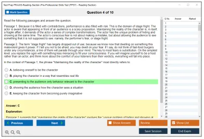 Test Prep PRAXIS-Reading-Section Pre-Professional Skills Test (PPST) - Reading Section Practice test exam simulator test engine exam Prep practice test questions answers Image 4