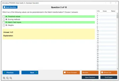 Informatica PR000005 Data Quality 9.x Developer Specialist Practice test exam simulator test engine exam Prep practice test questions answers Image 5