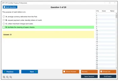 AFP CTP Certified Treasury Professional Practice test exam simulator test engine exam Prep practice test questions answers Image 3