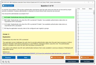 IBM C9510-401 D Application Server Network Deployment V8.5.5 and Liberty Profile System Administration Practice test exam simulator test engine exam Prep practice test questions answers Image 3
