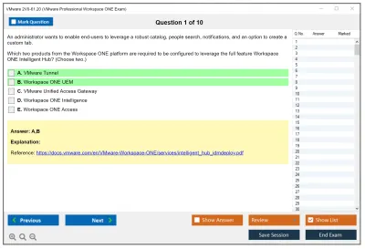 VMware 2V0-61.20 VMware Professional Workspace ONE Exam Practice test exam simulator test engine exam Prep practice test questions answers Image 1