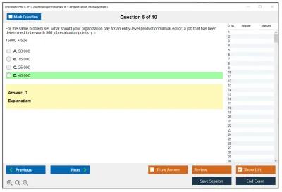 WorldatWork C3E Quantitative Principles in Compensation Management Practice test exam simulator test engine exam Prep practice test questions answers Image 6
