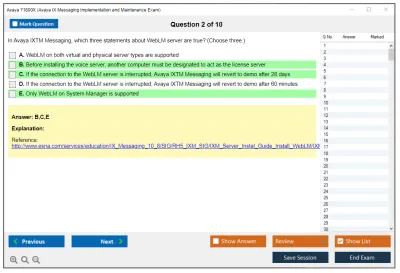 Avaya 71800X Avaya IX Messaging Implementation and Maintenance Exam Practice test exam simulator test engine exam Prep practice test questions answers Image 2