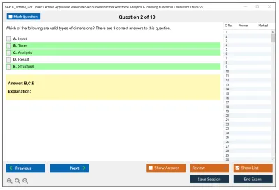 SAP C_THR89_2211 SAP Certified Application AssociateSAP SuccessFactors Workforce Analytics & Planning Functional Consultant 1H/2022 Practice test exam simulator test engine exam Prep practice test questions answers Image 2