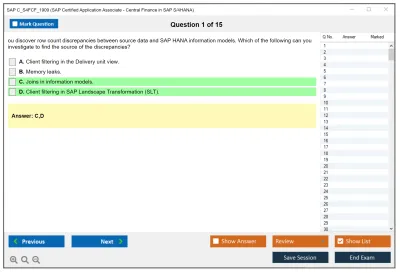 SAP C_S4FCF_1909 SAP Certified Application Associate - Central Finance in SAP S/4HANA Practice test exam simulator test engine exam Prep practice test questions answers Image 1