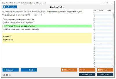 Oracle 1z0-1084-21 Oracle Cloud Infrastructure Developer 2021 Associate Practice test exam simulator test engine exam Prep practice test questions answers Image 7