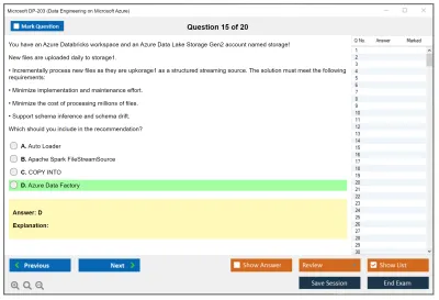Microsoft DP-203 Data Engineering on Microsoft Azure Practice test exam simulator test engine exam Prep practice test questions answers Image 15