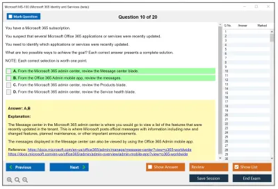 Microsoft MS-100 Microsoft 365 Identity and Services Practice test exam simulator test engine exam Prep practice test questions answers Image 10