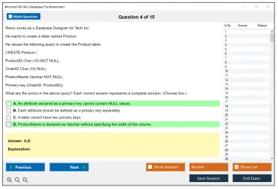 Microsoft 98-364 Database Fundamentals Practice test exam simulator test engine exam Prep practice test questions answers Image 4