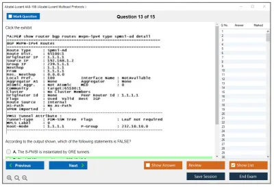 Alcatel-Lucent 4A0-108 Nokia Multicast Protocols Practice test exam simulator test engine exam Prep practice test questions answers Image 13