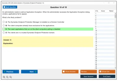 Symantec 250-428 Administration of Symantec Endpoint Protection 14 Practice test exam simulator test engine exam Prep practice test questions answers Image 10