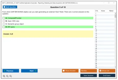 SAP C_BW4HANA_27 SAP Certified Associate - Reporting, Modeling and Data Acquisition with SAP BW/4HANA 2.x Practice test exam simulator test engine exam Prep practice test questions answers Image 5