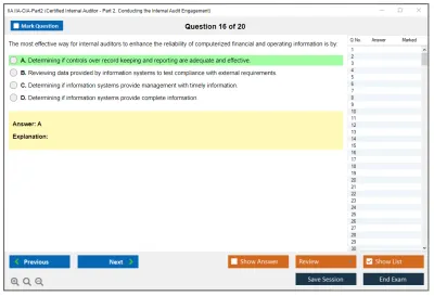 IIA IIA-CIA-Part2 Practice of Internal Auditing Practice test exam simulator test engine exam Prep practice test questions answers Image 16