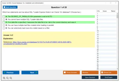 Oracle 1z0-062 Oracle Database 12c: Installation and Administration Practice test exam simulator test engine exam Prep practice test questions answers Image 1