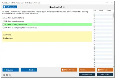Alcatel-Lucent 4A0-102 Nokia Border Gateway Protocol Practice test exam simulator test engine exam Prep practice test questions answers Image 8