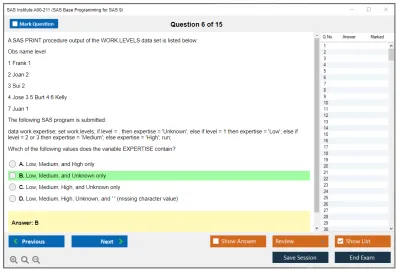 SAS Institute A00-211 SAS Base Programming for SAS 9 Practice test exam simulator test engine exam Prep practice test questions answers Image 6