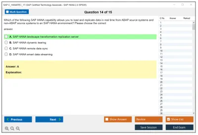 SAP C_HANATEC_17 SAP Certified Technology - SAP HANA 2.0 SPS05 Practice test exam simulator test engine exam Prep practice test questions answers Image 14