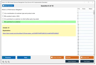 Oracle 1z0-1059 Oracle Revenue Management Cloud Service 2019 Implementation Essentials Practice test exam simulator test engine exam Prep practice test questions answers Image 6