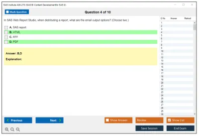 SAS Institute A00-270 SAS BI Content Developmentfor SAS 9 Practice test exam simulator test engine exam Prep practice test questions answers Image 4
