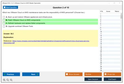 VMware 5V0-11.21 VMware Cloud on AWS Master Specialist Practice test exam simulator test engine exam Prep practice test questions answers Image 2