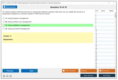 SAP C_C4HCX_24 SAP Certified Associate - Solution Architect - SAP Customer Experience Practice test exam simulator test engine exam Prep practice test questions answers Image 10