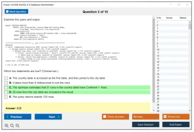 Oracle 1z0-908 MySQL 8.0 Database Administrator Practice test exam simulator test engine exam Prep practice test questions answers Image 3