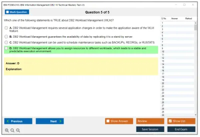 IBM P2090-018 IBM Information Management DB2 10 Technical Mastery Test v3 Practice test exam simulator test engine exam Prep practice test questions answers Image 5