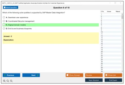 SAP C_C4HCX_24 SAP Certified Associate - Solution Architect - SAP Customer Experience Practice test exam simulator test engine exam Prep practice test questions answers Image 6