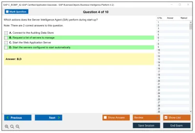 SAP C_BOBIP_42 SAP Certified Application Associate - SAP BusinessObjects Business Intelligence Platform 4.2 Practice test exam simulator test engine exam Prep practice test questions answers Image 4