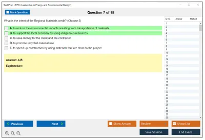 Test Prep LEED Leadership in Energy and Environmental Design Practice test exam simulator test engine exam Prep practice test questions answers Image 7