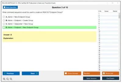 RSA 050-SEPRODLP-01 RSA Certified SE Professional in Data Loss Prevention Exam Practice test exam simulator test engine exam Prep practice test questions answers Image 3