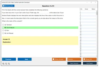 Android AFD-200 Flutter Certified Application Developer Practice test exam simulator test engine exam Prep practice test questions answers Image 6