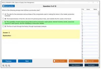 APICS CPIM-BSP CPIM - Basics of Supply Chain Management Practice test exam simulator test engine exam Prep practice test questions answers Image 5