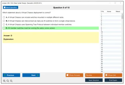 Juniper JN0-1302 Data Center Design. Specialist (JNCDS-DC) Practice test exam simulator test engine exam Prep practice test questions answers Image 9
