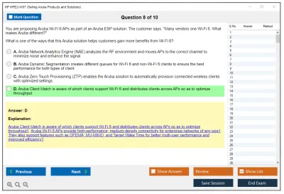 HP HPE2-W07 Selling Aruba Products and Solutions Practice test exam simulator test engine exam Prep practice test questions answers Image 8