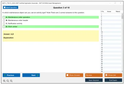 SAP C_TS413_2020 SAP Certified Application Associate - SAP S/4HANA Asset Management Practice test exam simulator test engine exam Prep practice test questions answers Image 3