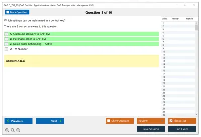SAP C_TM_95 SAP Certified Application Associate - SAP Transportation Management 9.5 Practice test exam simulator test engine exam Prep practice test questions answers Image 3