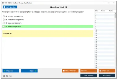 SDI SD0-302 Service Desk Manager Qualification Practice test exam simulator test engine exam Prep practice test questions answers Image 13