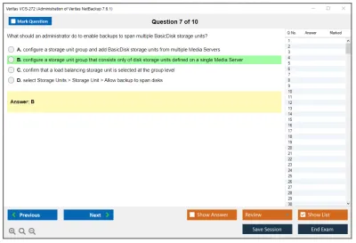 Veritas VCS-272 Administration of Veritas NetBackup 7.6.1 Practice test exam simulator test engine exam Prep practice test questions answers Image 7