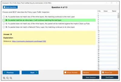 Checkpoint 156-215.80 Check Point Certified Security Administrator (CCSA R80) Practice test exam simulator test engine exam Prep practice test questions answers Image 4