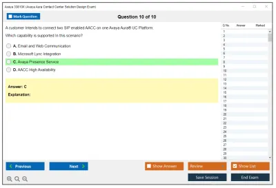 Avaya 33810X Avaya Aura Contact Center Solution Design Exam Practice test exam simulator test engine exam Prep practice test questions answers Image 10