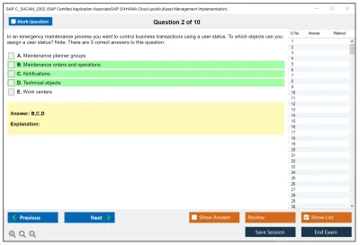 SAP C_S4CAM_2302 SAP Certified Application AssociateSAP S/4HANA Cloud (public)Asset Management Implementation Practice test exam simulator test engine exam Prep practice test questions answers Image 2
