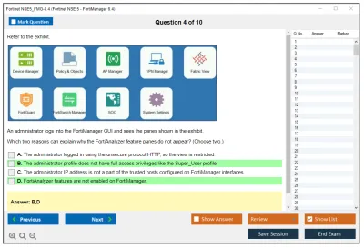 Fortinet NSE5_FMG-6.4 Fortinet NSE 5 - FortiManager 6.4 Practice test exam simulator test engine exam Prep practice test questions answers Image 4
