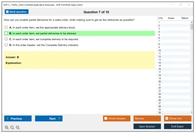 SAP C_TS462_2020 Certified Application Associate - SAP S/4HANA Sales 2020 Practice test exam simulator test engine exam Prep practice test questions answers Image 7