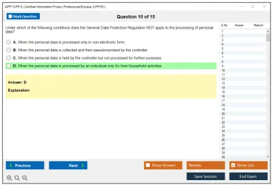 IAPP CIPP-E Certified Information Privacy Professional/Europe (CIPP/E) Practice test exam simulator test engine exam Prep practice test questions answers Image 10