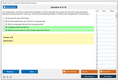 VMware 1V0-61.21 Associate VMware Digital Workspace Practice test exam simulator test engine exam Prep practice test questions answers Image 4