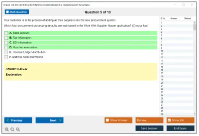 Oracle 1z0-343 JD Edwards EnterpriseOne Distribution 9.2 Implementation Essentials Practice test exam simulator test engine exam Prep practice test questions answers Image 5