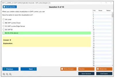 SAP C_LUMIRA_24 SAP Certified Application Associate - SAP Lumira Designer 2.4 Practice test exam simulator test engine exam Prep practice test questions answers Image 9
