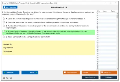Oracle 1z0-1056-20 Oracle Financials Cloud: Receivables 2020 Implementation Essentials Practice test exam simulator test engine exam Prep practice test questions answers Image 6